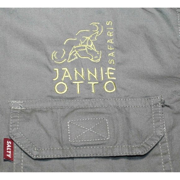 Jannie Otto Safaris Africa Button Embroidered Olive Vented‎ Shirt Womens Size Sm - Picture 4 of 6